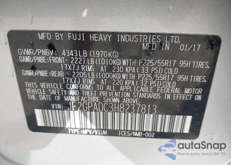 2017 Subaru Crosstrek 2.0I Premium из США, поврежденный, VIN JF2GPADC3H8237813